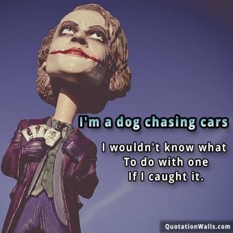 Batman quote: I'm a dog chasing cars. I wouldn't know what to do with one if I caught it.