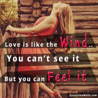 Love quote: Love is like the wind, you can't see it but you can feel it.