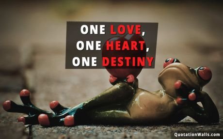 Frog quote: One love, one heart, one destiny.