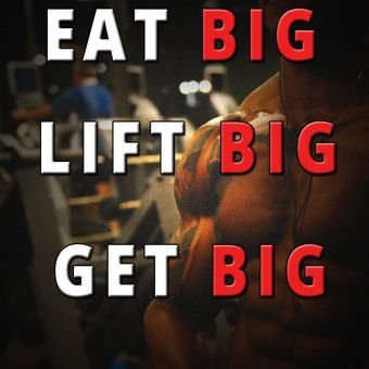 Motivational quote instagram: Eat big, Lift big, Get big.