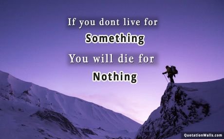 Life quote: If you dont live for something youâ€™ll die for nothing
