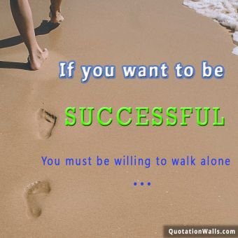 Success quote:  If you want to be successful, You must be willing to walk alone.